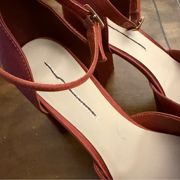 Loeffler Randall Selina satin closed toe ankle strap platforms "rust" - Picture 9 of 15